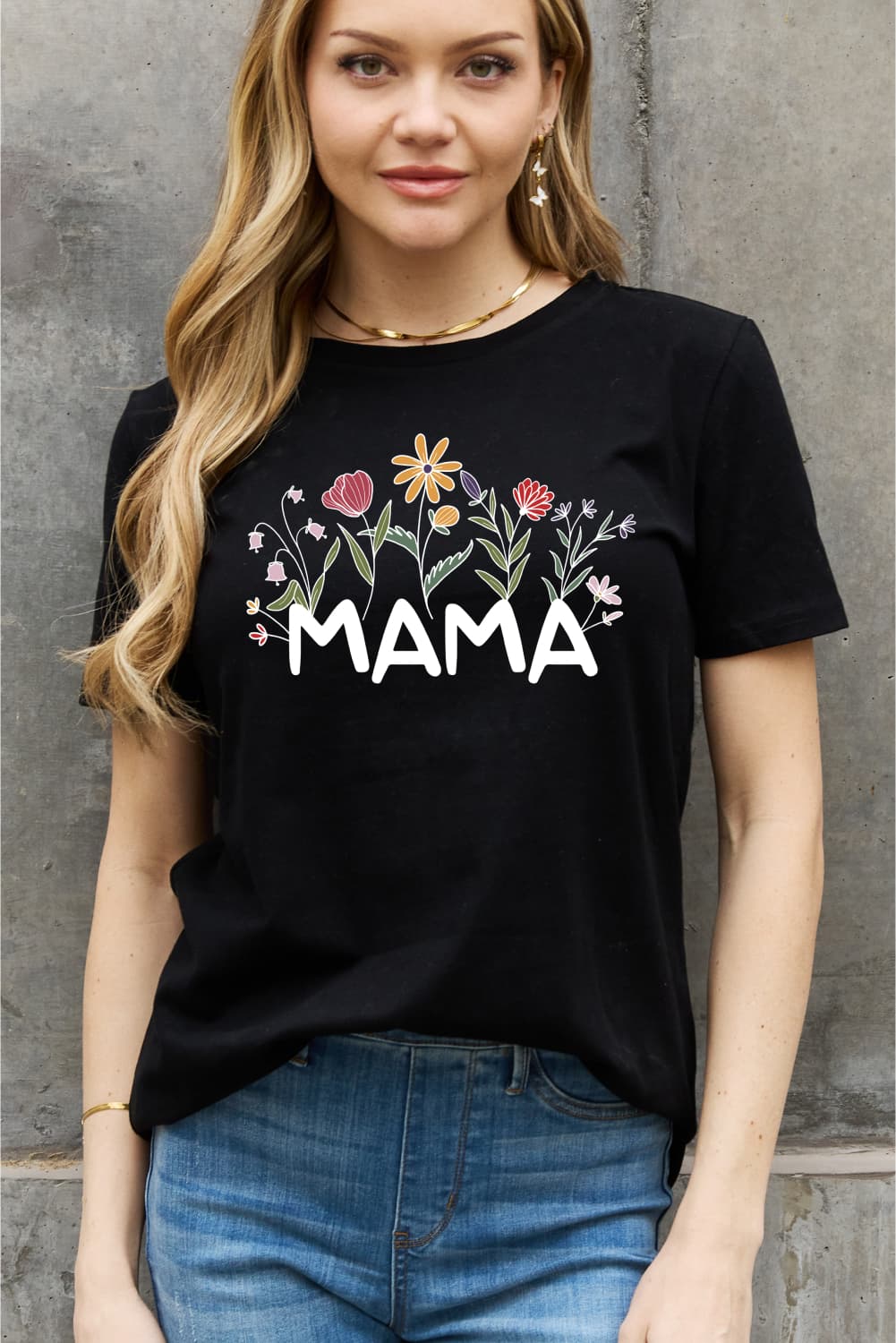 Simply Love Full Size MAMA Flower Graphic Cotton Tee