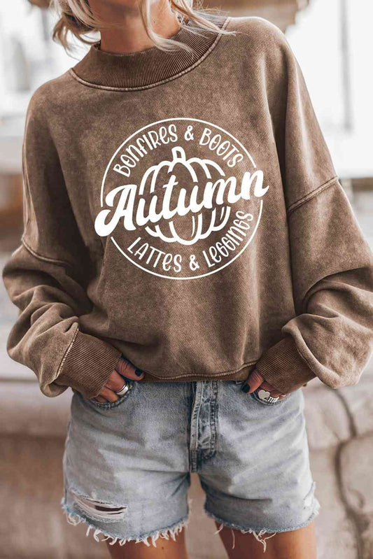 AUTUMN Round Neck Graphic Sweatshirt